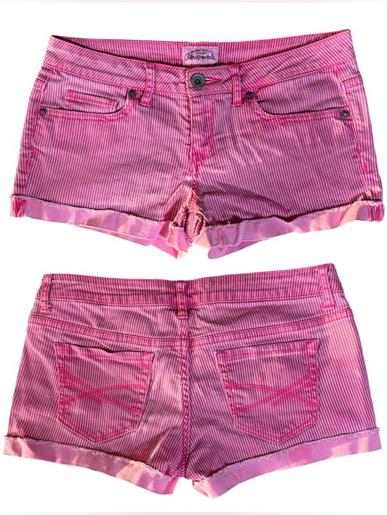 Aeropostale Pants - Vintage Y2K Aéropostale Pink Striped Low Rise Micro Denim Shorts Size 5/6